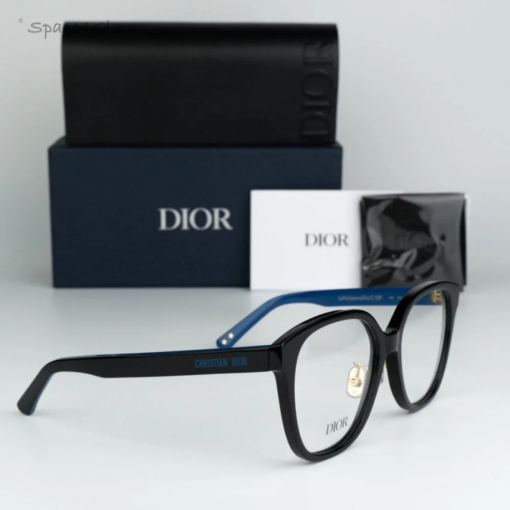 BRAND NEW Dior LAPARISIENNEDIORO S3F 1000 Black Blue Demo Women Round Eyeglasses